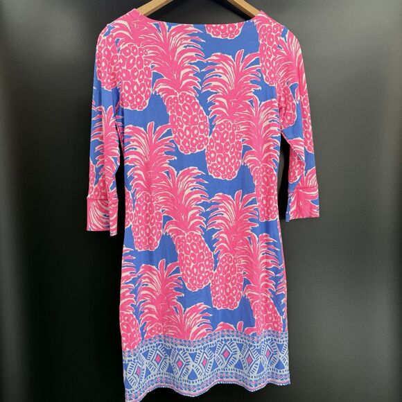 EUC LILLY PULITZER SOPHIE UPF 50+ TROPICAL PINEAPPLE PINK AND BLUE DRESS LARGE - Picture 6 of 6